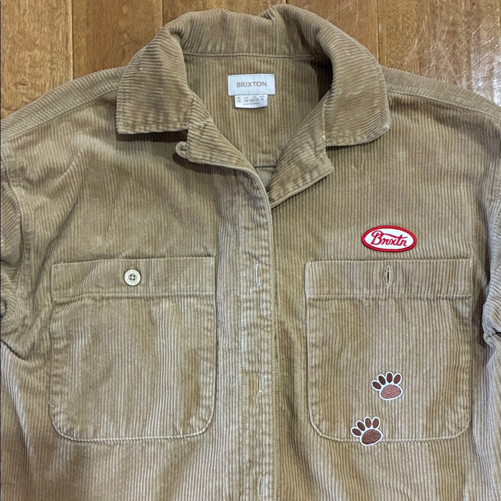 Brixton Brown Corduroy Shirt/jacket with Embroidered Paws